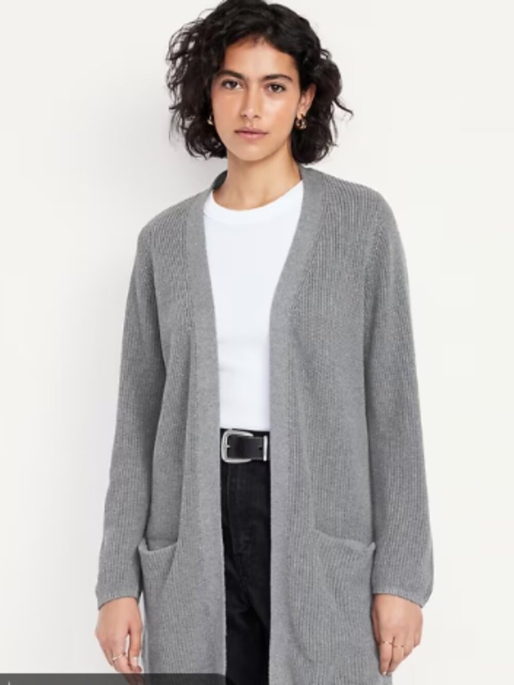 Old Navy Gray Open Front Longline Duster Cardigan Sweater Size XL Tall Pockets